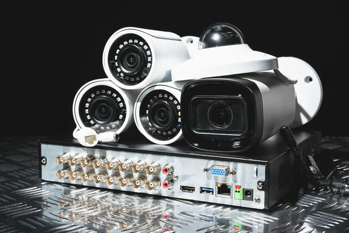 CCTV camera system, home security system concept, Security camera.